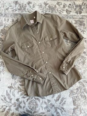 ANN MASHBURN Olive/Taupe Button-Down Shirt